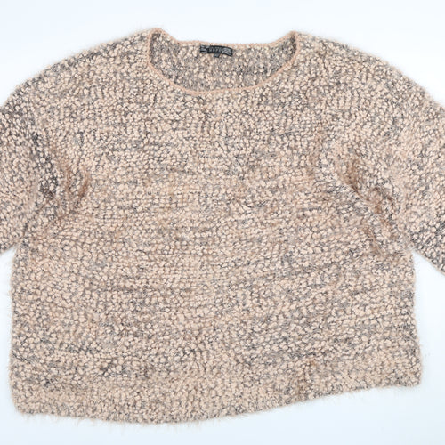 Joanna Hope Womens Beige Chunky Knit Short Sleeve Pullover Jumper Size 18