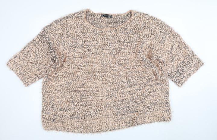 Joanna Hope Womens Beige Chunky Knit Short Sleeve Pullover Jumper Size 18