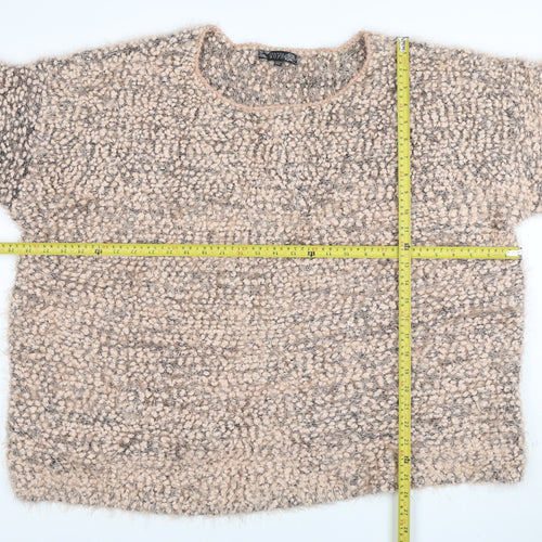 Joanna Hope Womens Beige Chunky Knit Short Sleeve Pullover Jumper Size 18