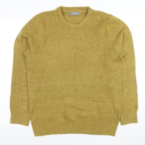 Marks and Spencer Mens Green Wool Blend Crew Neck Jumper L