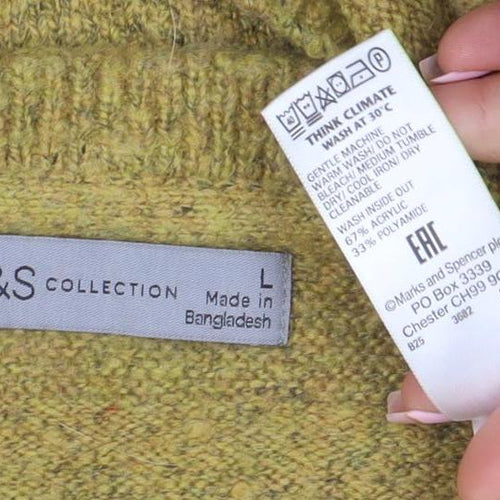 Marks and Spencer Mens Green Wool Blend Crew Neck Jumper L