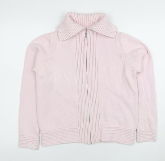 Marks and Spencer Women’s Pink Full Zip Collared Jumper Size 14