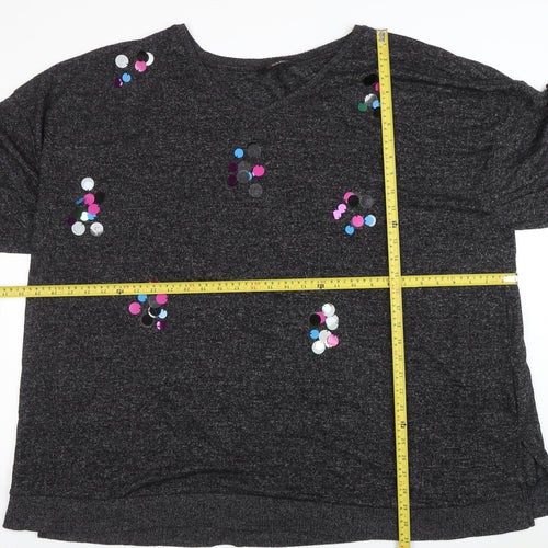 Yours Women’s Grey Sequin 3/4 Sleeve Plus Size Pullover Jumper
