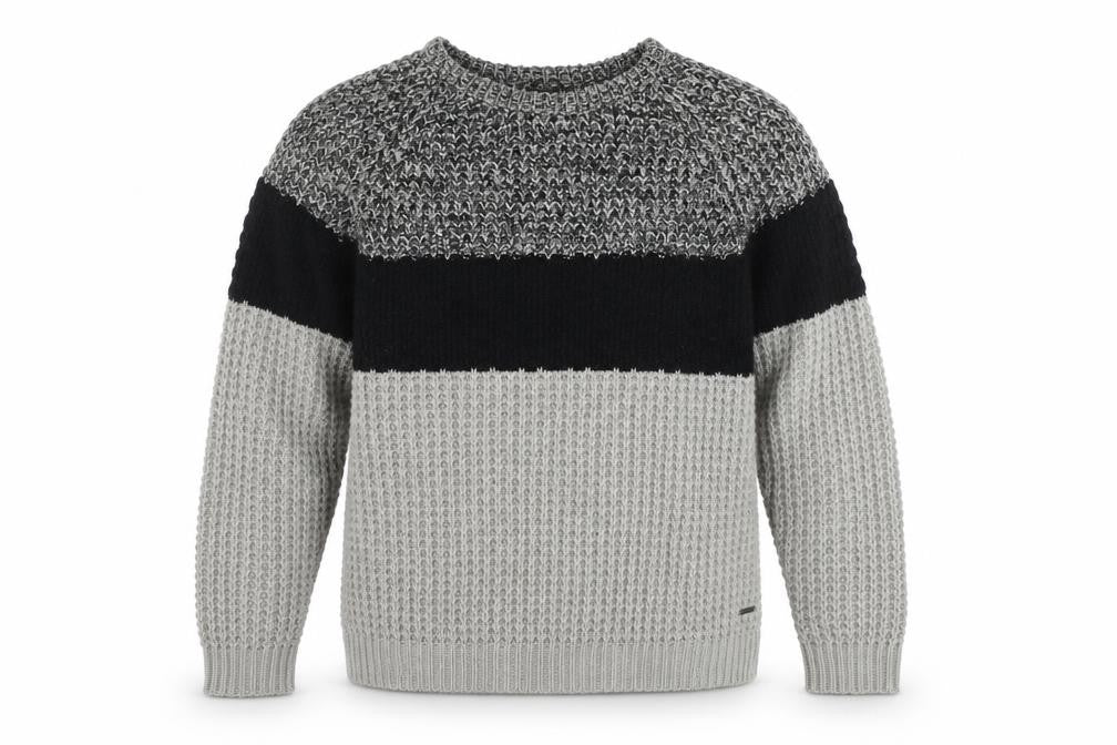 Front view of River Island Men's Grey Chunky-Knit Acrylic jumper 2XL
