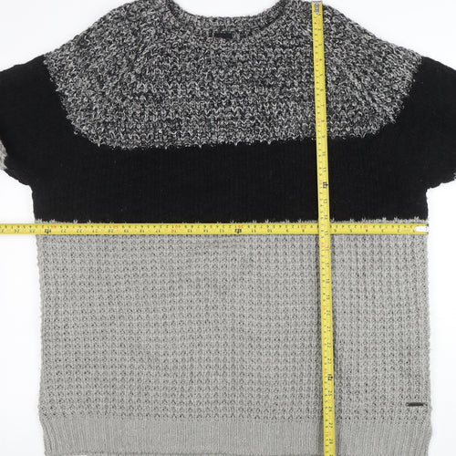River Island Men's Grey Chunky-Knit Acrylic Pullover Jumper 2XL