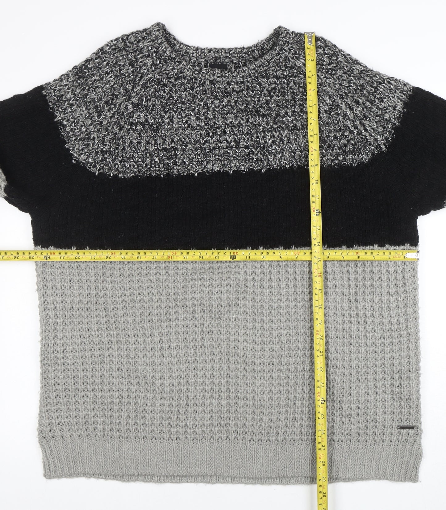 River Island Men's Grey Chunky-Knit Acrylic Pullover Jumper 2XL