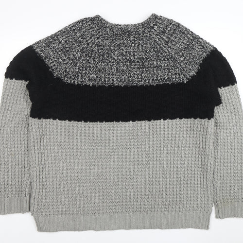 River Island Men's Grey Chunky-Knit Acrylic Pullover Jumper 2XL