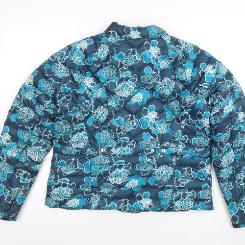 Lands' End Women's Blue Floral Quilted Puffer Jacket L Petite
