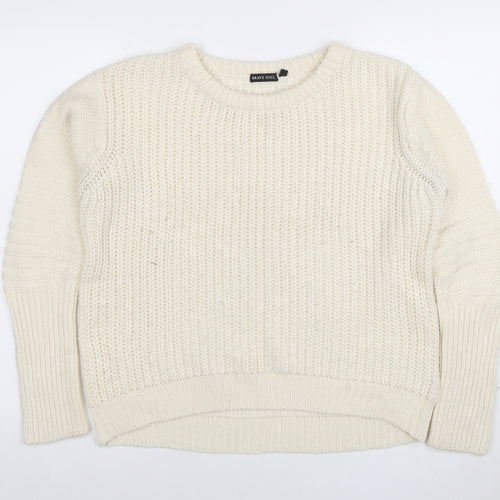 Brave Soul Women Ivory Chunky Knit Crew Neck Jumper Size M