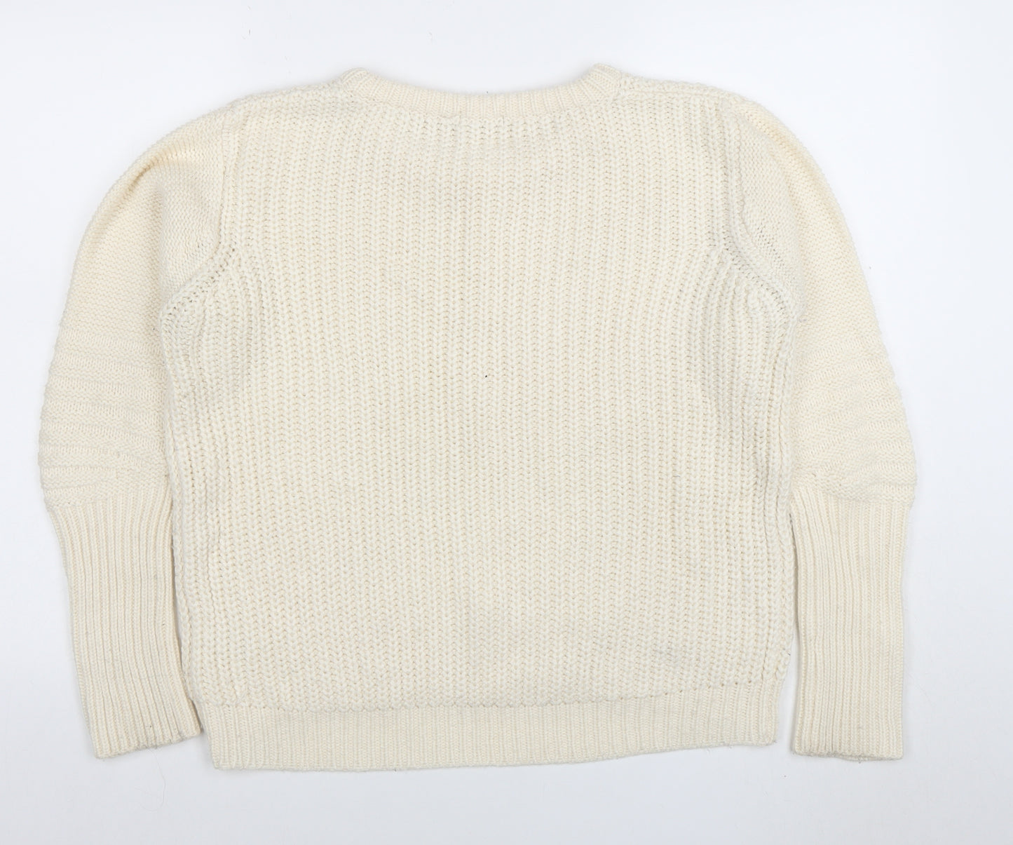 Brave Soul Women Ivory Chunky Knit Crew Neck Jumper Size M