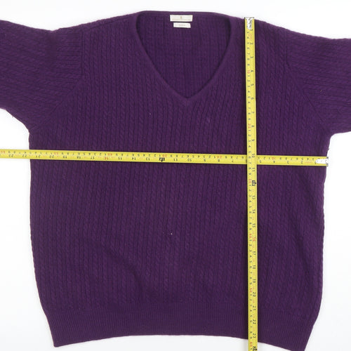 House of Bruar Women Purple Lambswool Angora V-Neck Jumper L