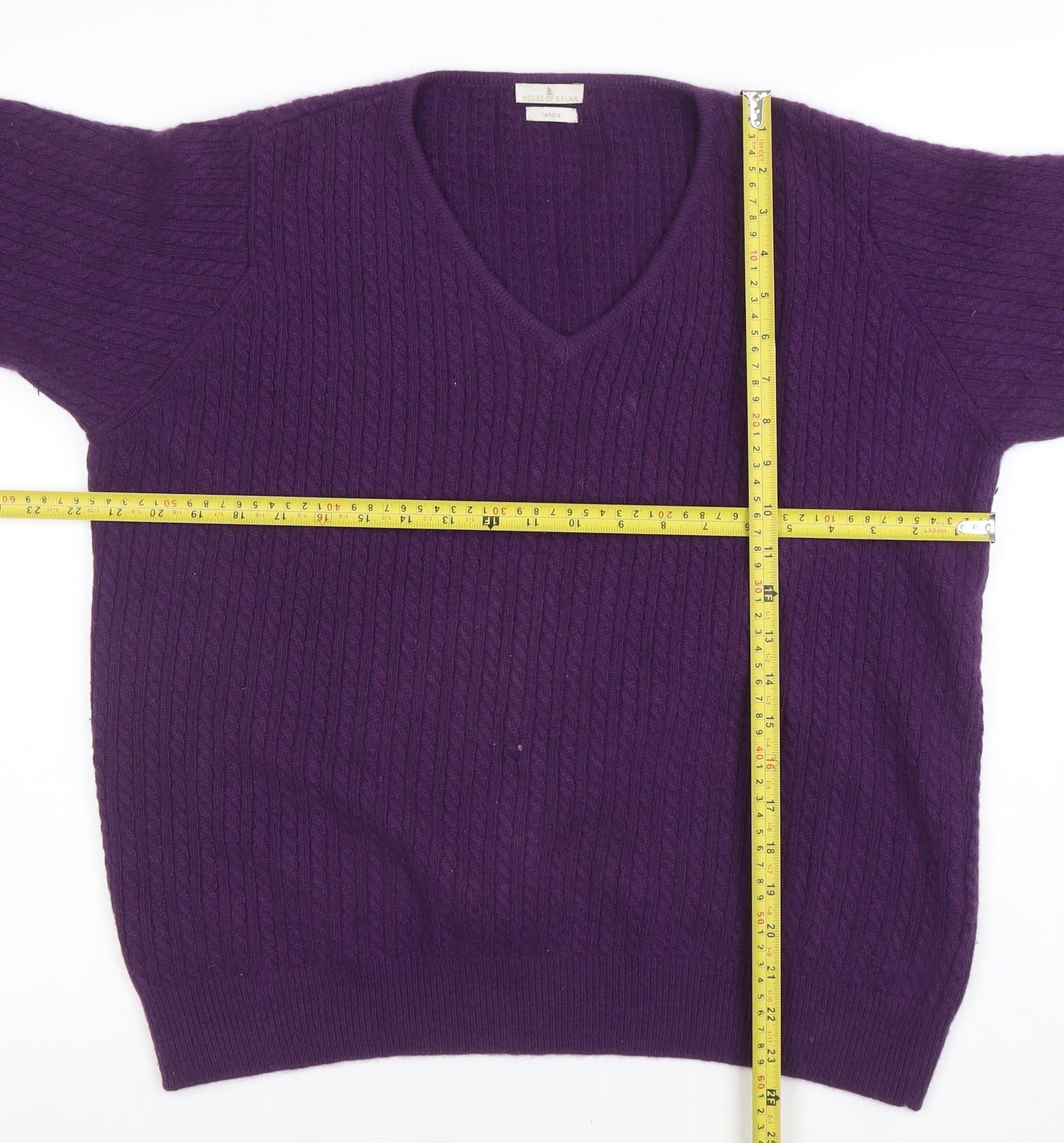 House of Bruar Women Purple Lambswool Angora V-Neck Jumper L