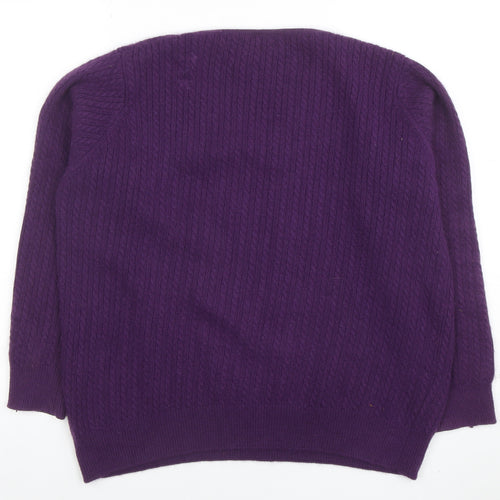 House of Bruar Women Purple Lambswool Angora V-Neck Jumper L