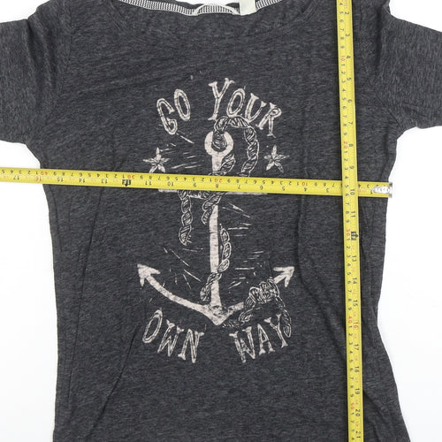 O'Neill Women's Grey Boat Neck 3/4 Sleeve Nautical T-Shirt Size M