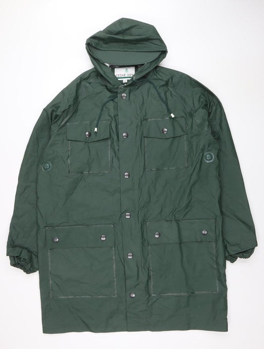 Cedar Key Men's Green Waterproof Hooded Rain Coat Jacket Size M