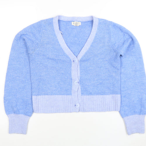 YESLOLA Women Blue XS V-Neck Button Knit Cardigan Jumper
