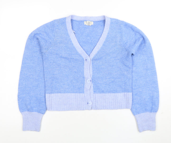 YESLOLA Women Blue XS V-Neck Button Knit Cardigan Jumper