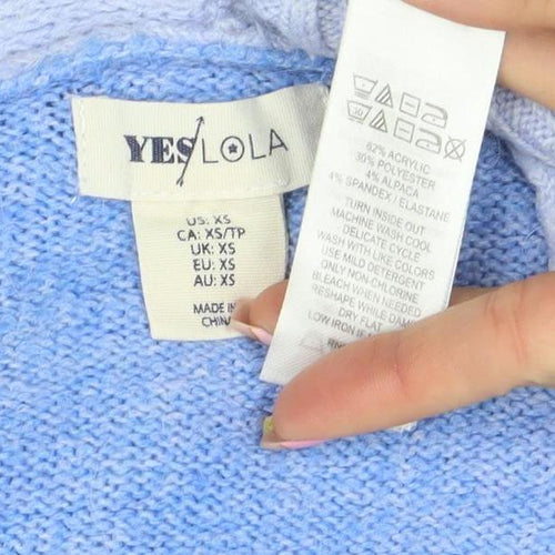 YESLOLA Women Blue XS V-Neck Button Knit Cardigan Jumper