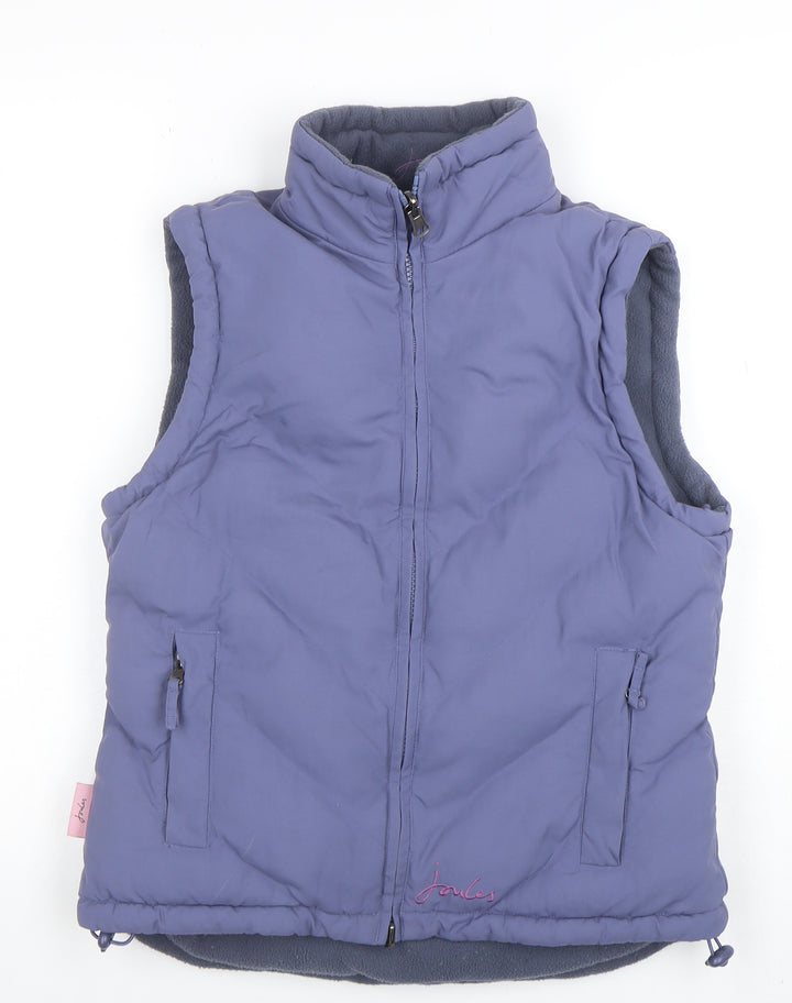 Joules Women's Blue Puffer Waistcoat Size 8 Lightweight Zip