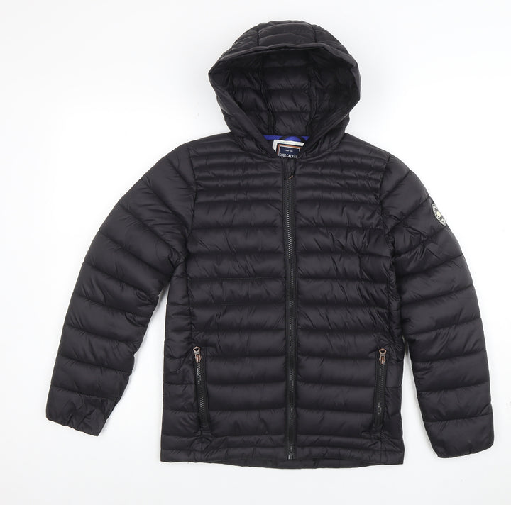 SoulCal & Co Boys Black Hooded Puffer Jacket 11-12 Years Quilted Full Zip