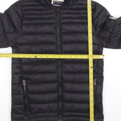 SoulCal & Co Boys Black Hooded Puffer Jacket 11-12 Years Quilted Full Zip