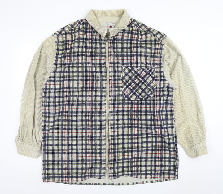 V-Torf Mens Multicoloured Checked Corduroy Zip Jacket Size L