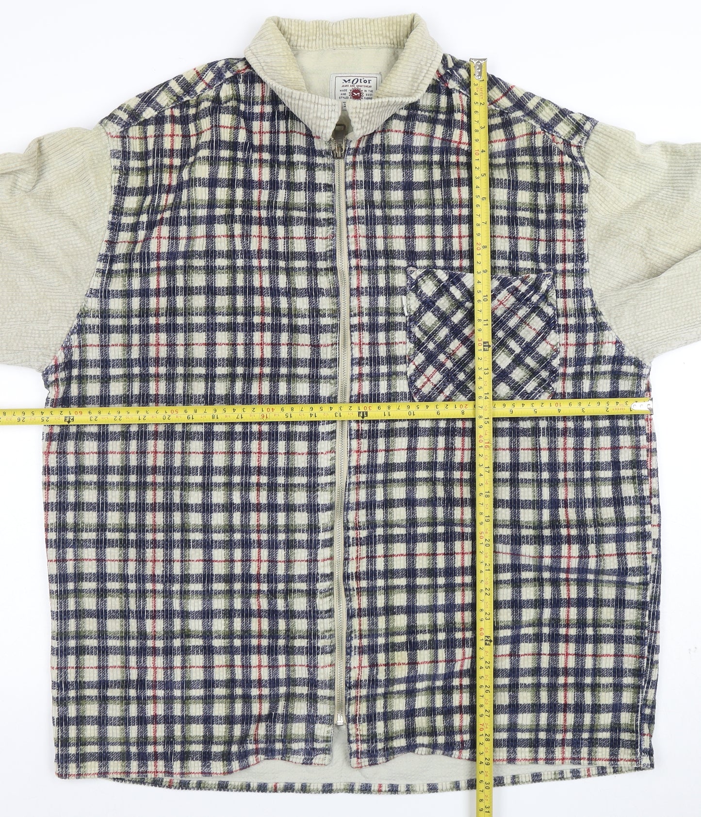V-Torf Mens Multicoloured Checked Corduroy Zip Jacket Size L