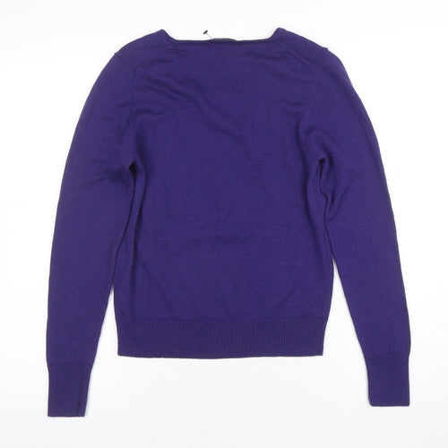 Marks & Spencer Women Purple Beaded Merino Wool Jumper UK 12