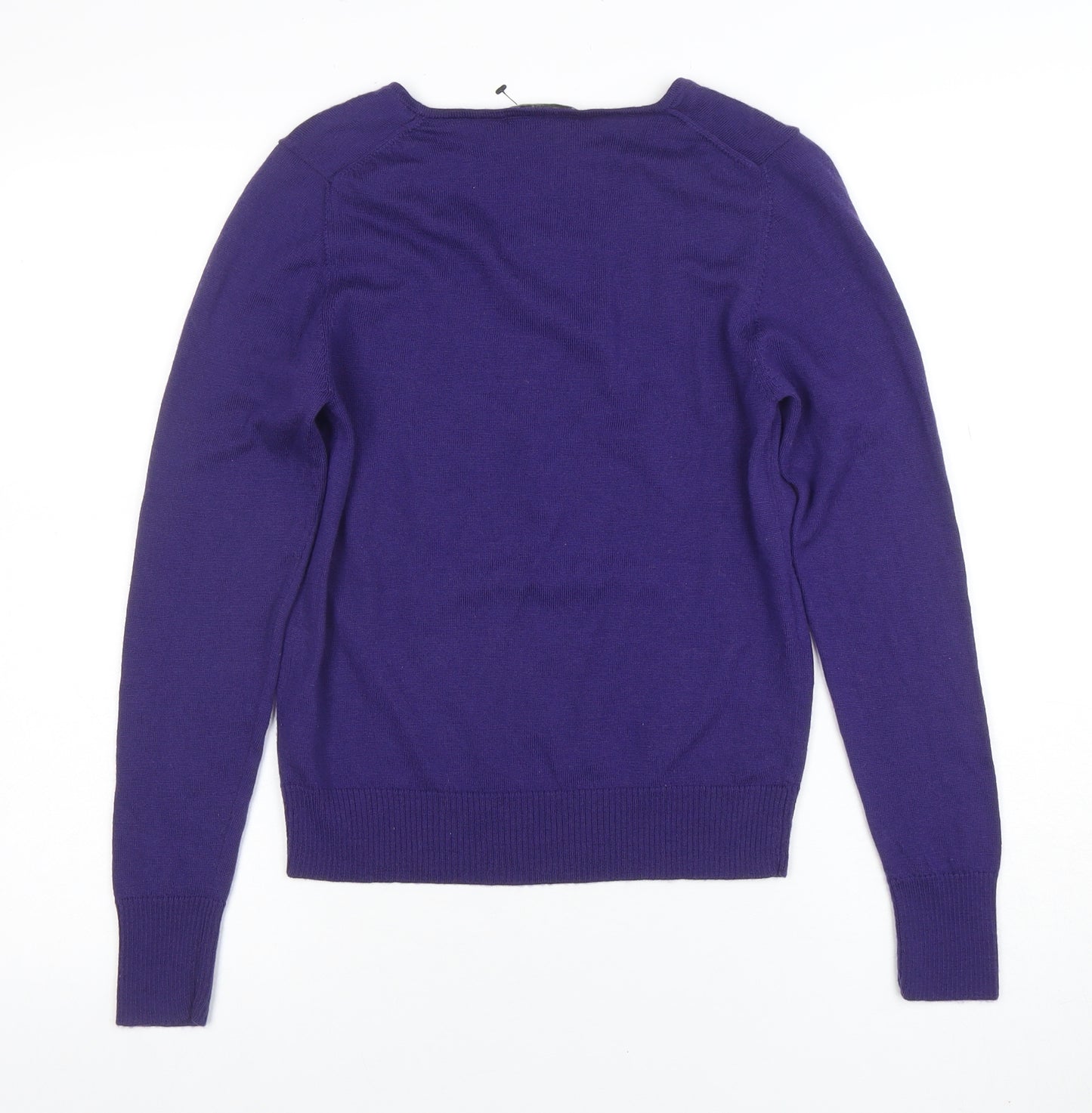 Marks & Spencer Women Purple Beaded Merino Wool Jumper UK 12