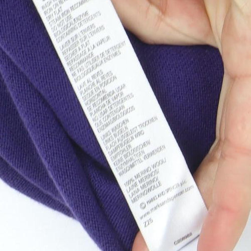 Marks & Spencer Women Purple Beaded Merino Wool Jumper UK 12