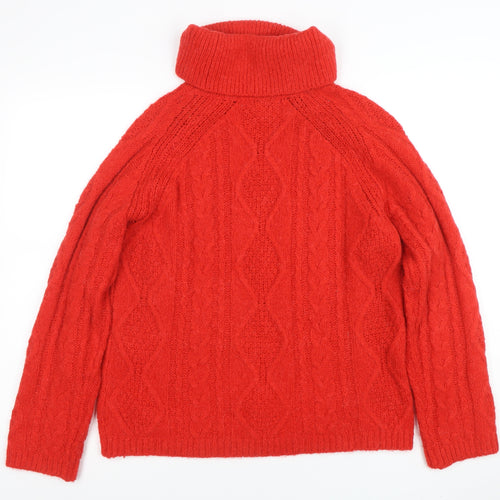 Next Women Red Roll Neck Cable Knit Jumper Small