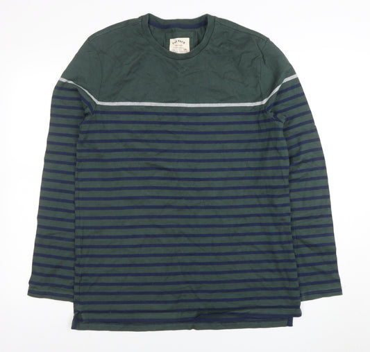 Fat Face Men's Green Striped Long Sleeve Cotton T-Shirt Size L