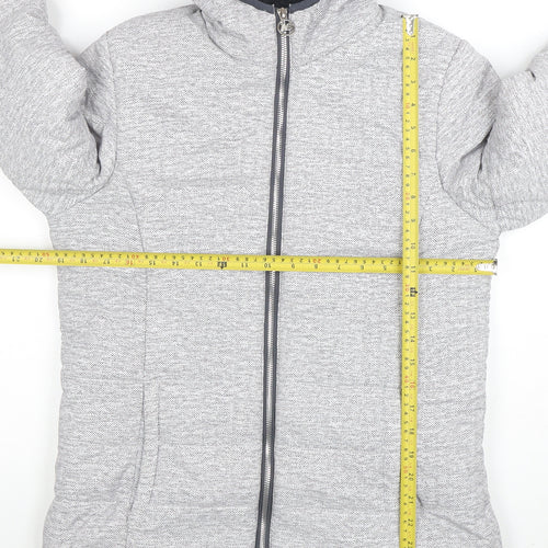 New Balance Women's Grey Hooded Puffer Jacket Size M Polyester Lined