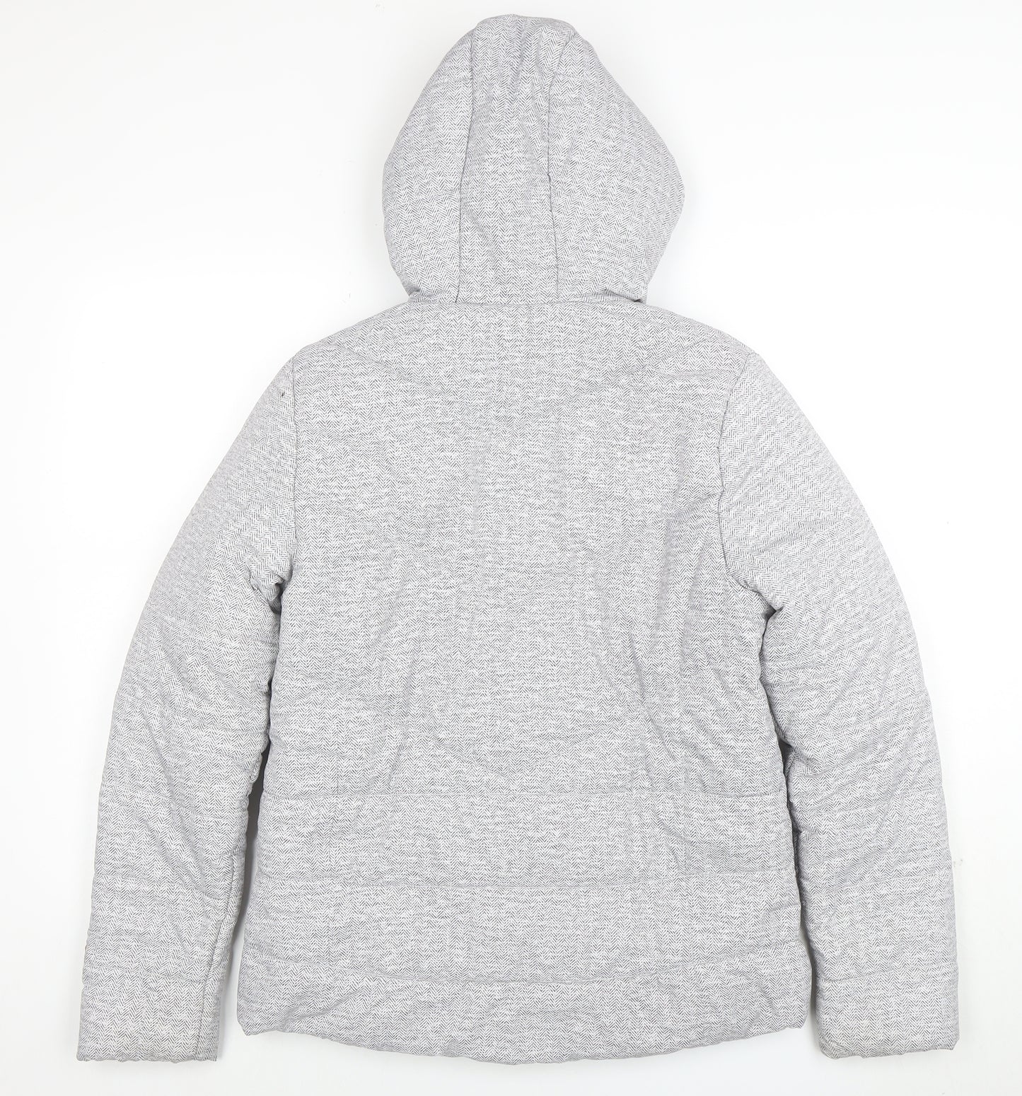 New Balance Women's Grey Hooded Puffer Jacket Size M Polyester Lined