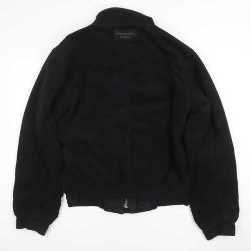 Abercrombie & Fitch Men's Black Wool Elk Lake Bomber Jacket Size M