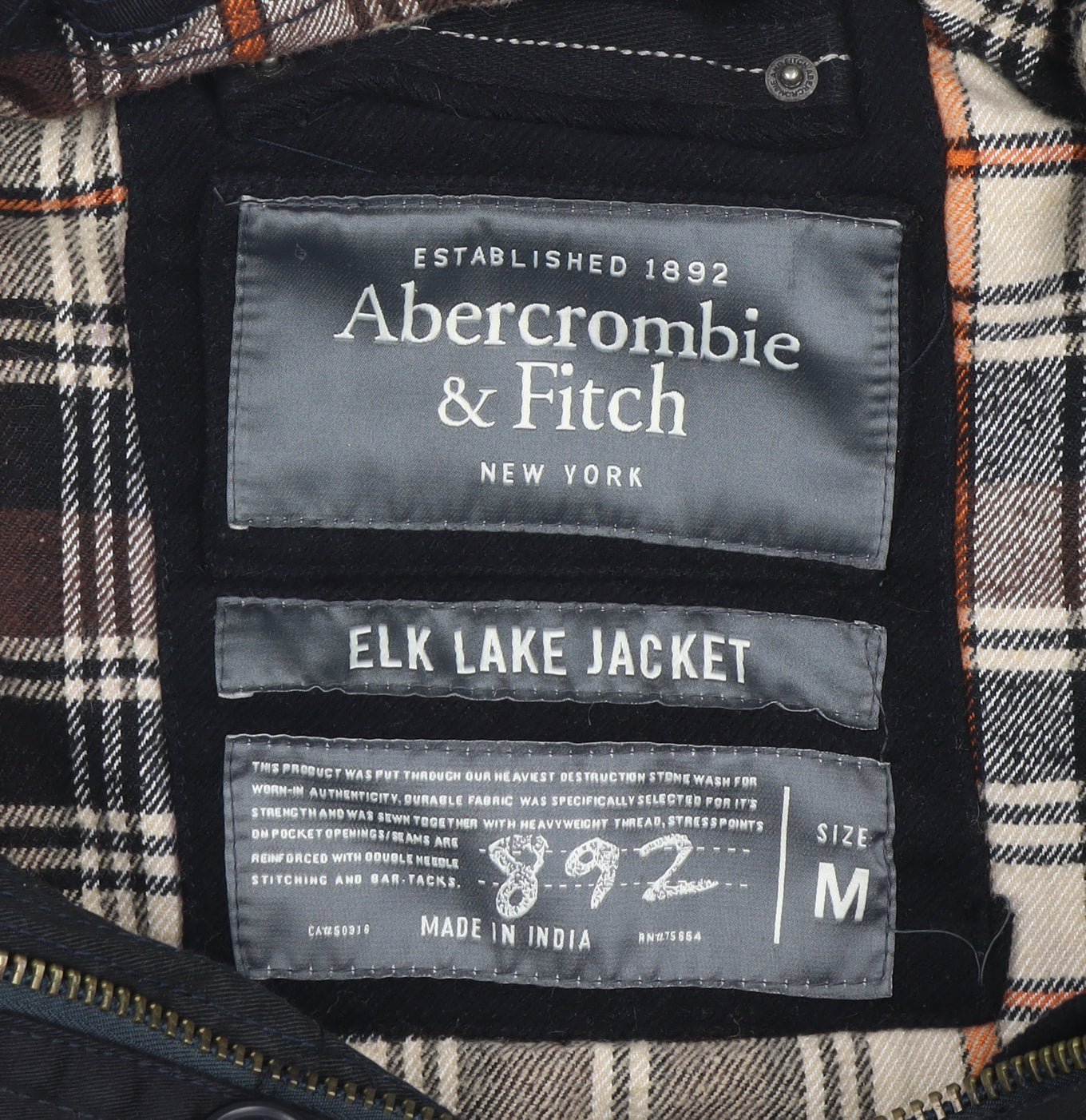 Abercrombie & Fitch Men's Black Wool Elk Lake Bomber Jacket Size M