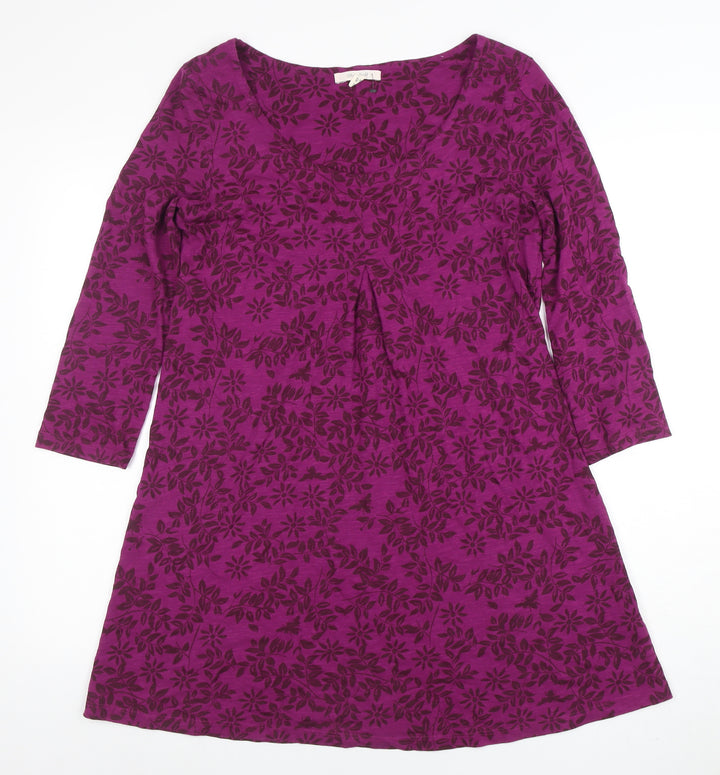 White Stuff Women’s Purple Floral A-Line Jersey Dress Size 10