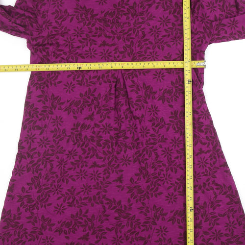 White Stuff Women’s Purple Floral A-Line Jersey Dress Size 10