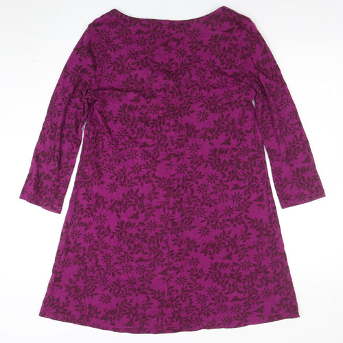 White Stuff Women’s Purple Floral A-Line Jersey Dress Size 10