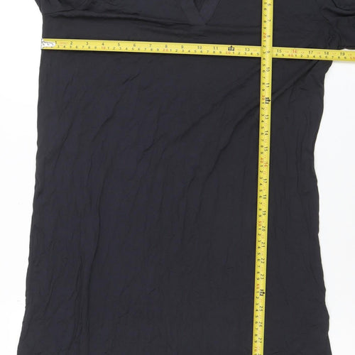 Marks and Spencer Women Black Shift Dress Size 12 Lace V-Neck Long Sleeve