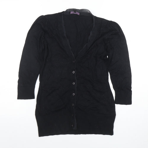 Coast Womens Black Size 8 V-Neck Button Cardigan