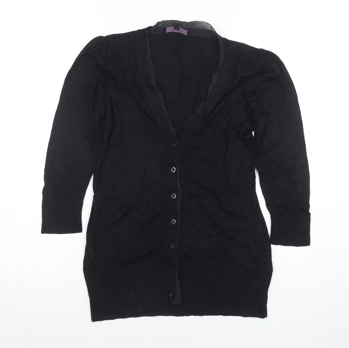 Coast Womens Black Size 8 V-Neck Button Cardigan