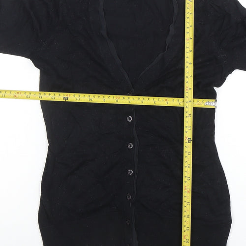 Coast Womens Black Size 8 V-Neck Button Cardigan