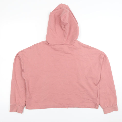 LDR Woman Pink Hooded Pullover Hoodie Angel Print L XL Cotton
