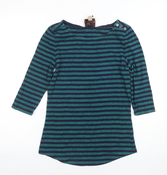Arabella & Addison Women's Blue Striped 3/4 Sleeve Boat Neck Top Size 14