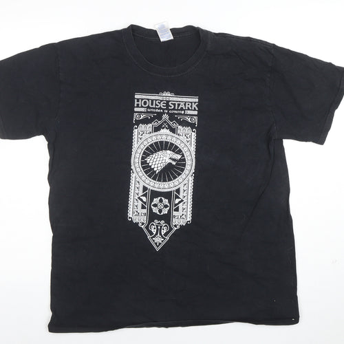 Gildan Men's Black House Stark Game of Thrones Cotton T-Shirt Size L