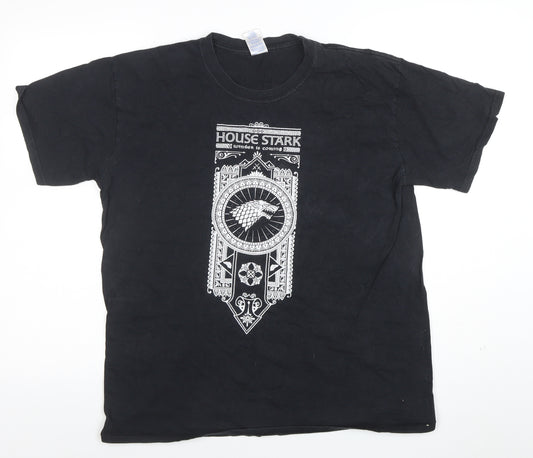 Gildan Men's Black House Stark Game of Thrones Cotton T-Shirt Size L