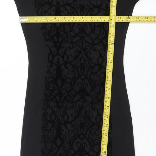 H&M Divided Women's Black Size 8 Velvet Bodycon Long Sleeve Dress