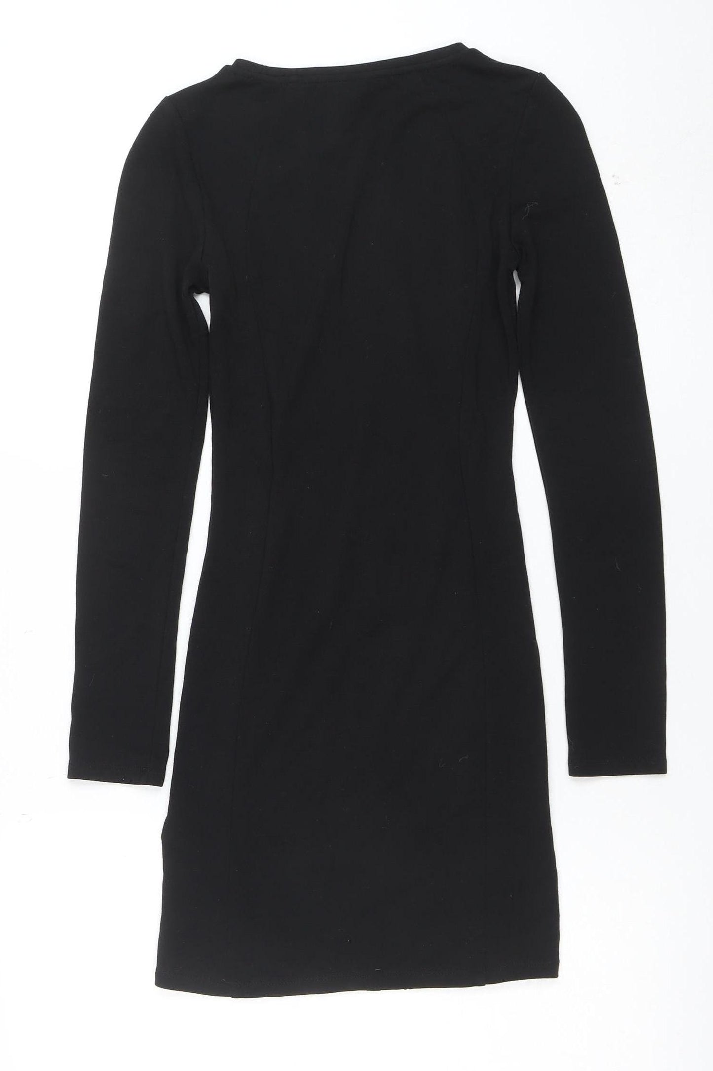 H&M Divided Women's Black Size 8 Velvet Bodycon Long Sleeve Dress