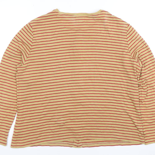 Viyella Women’s Beige Red Striped Cotton Cardigan Size L